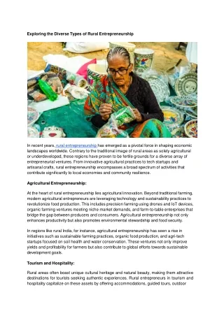 Exploring the Diverse Types of Rural Entrepreneurship