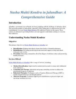 Nasha Mukti Kendra in Jalandhar