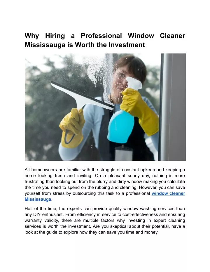 why hiring a professional window cleaner