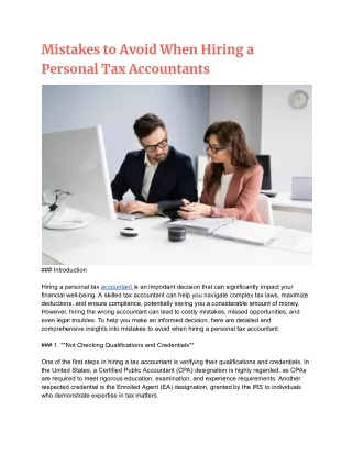 Mistakes to Avoid When Hiring a Personal Tax Accountants - Google Docs