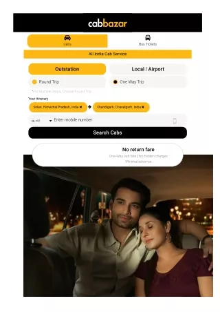 Solan to Chandigarh Taxi