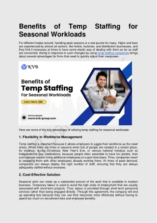 Benefits of Temp Staffing for Seasonal Workloads