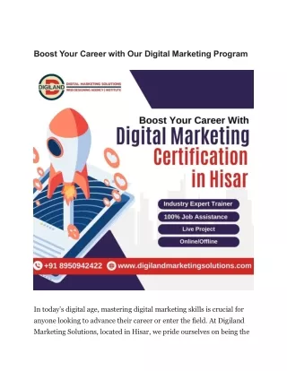 Boost Your Career with Our Digital Marketing Program