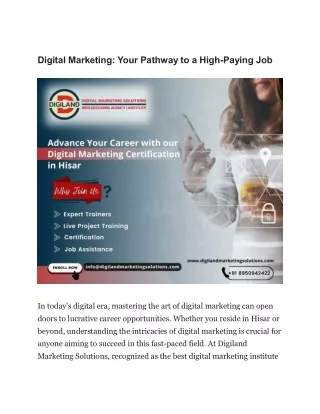 digital marketing your pathway to a high paying