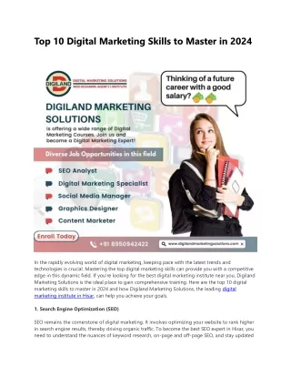 Top 10 Digital Marketing Skills to Master in 2024