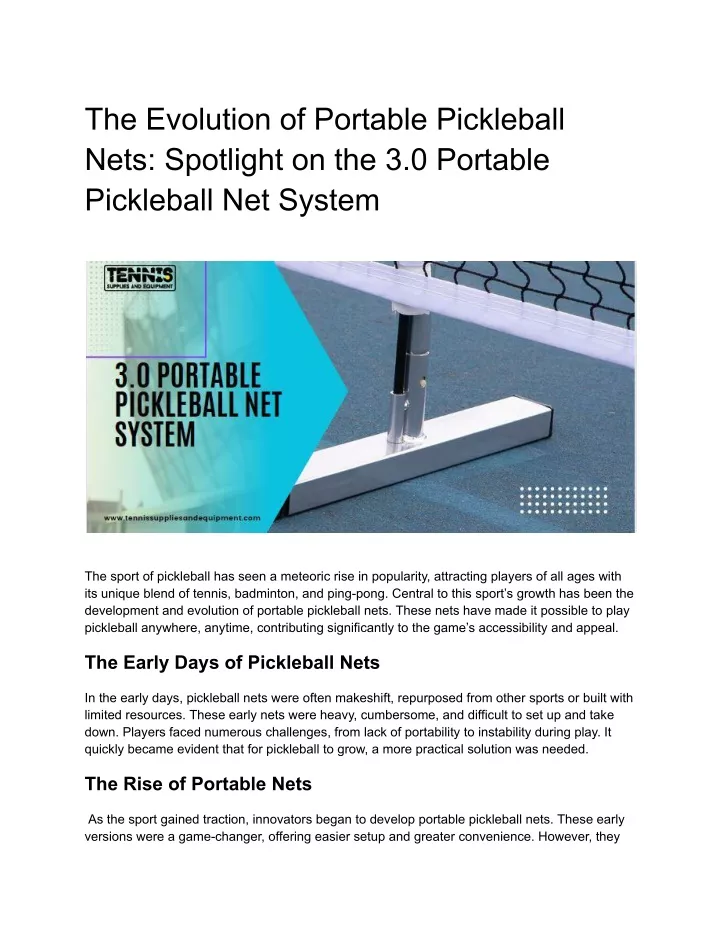 the evolution of portable pickleball nets