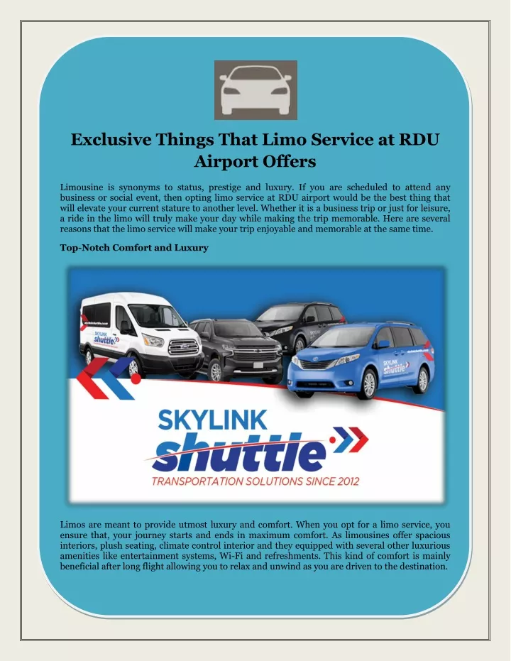 exclusive things that limo service at rdu airport