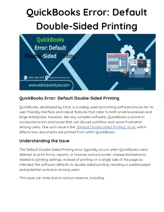 quickbooks error default double sided printing