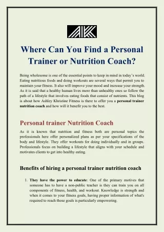 Where Can You Find a Personal Trainer or Nutrition Coach?