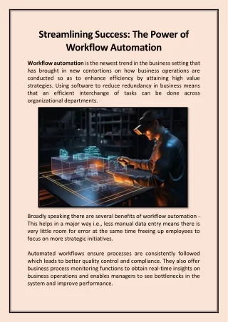 Streamlining Success: The Power of Workflow Automation