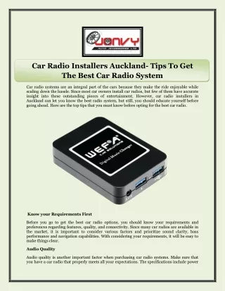 Car Radio Installers Auckland- Tips To Get The Best Car Radio System