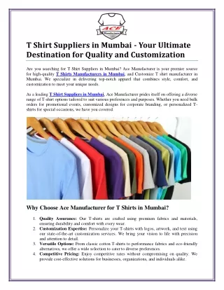 T Shirt Suppliers and Manufacturers in Mumbai for Quality and Customization