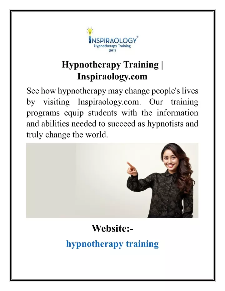 hypnotherapy training inspiraology