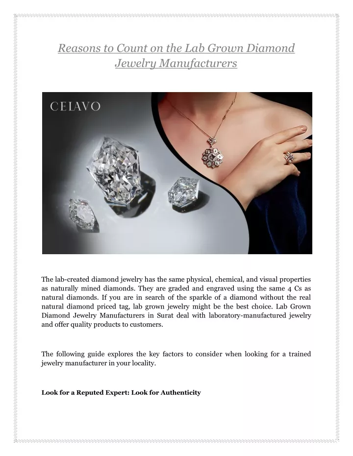 reasons to count on the lab grown diamond jewelry