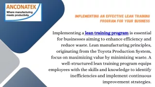 Unlock Operational Excellence with Anconatek’s Lean Training Program