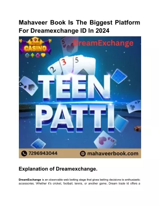 Mahaveer Book Is The Biggest Platform For DreamExchange In 2024