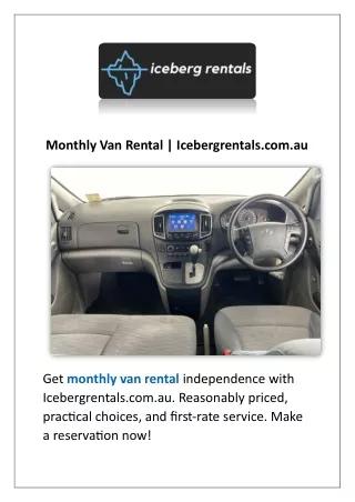 Monthly Van Rental | Icebergrentals.com.au