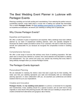 The Best Wedding Event Planner in Lucknow with Pentagon Events