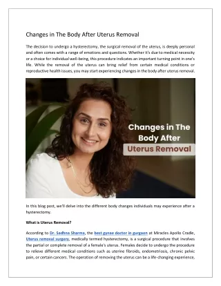 Changes in The Body After Uterus Removal