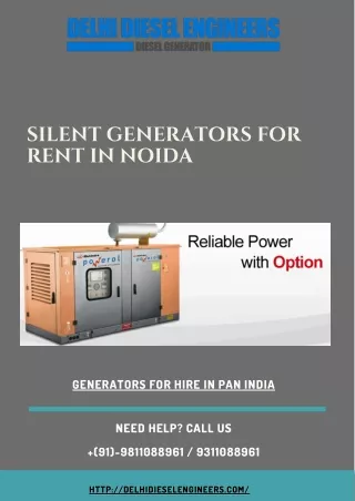 Silent Generators for Rent in Noida