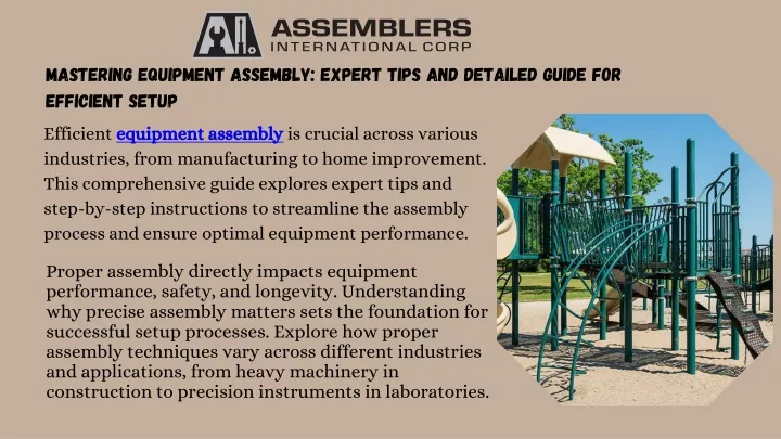 mastering equipment assembly expert tips