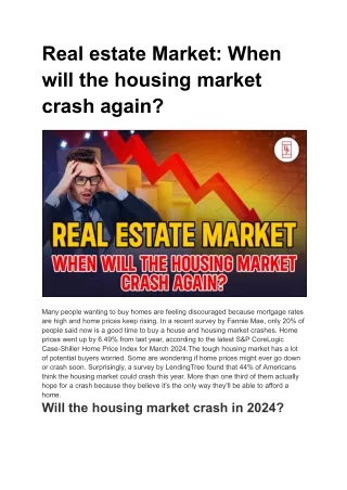 Real estate Market_ When will the housing market crash again