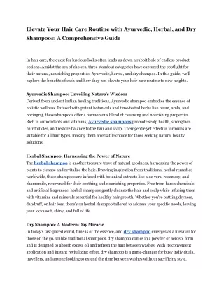 Elevate Your Hair Care Routine with Ayurvedic, Herbal, and Dry Shampoos_ A Comprehensive Guide (1)