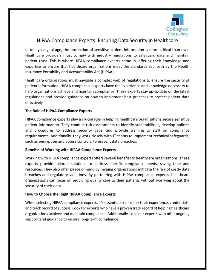 hipaa compliance experts ensuring data security