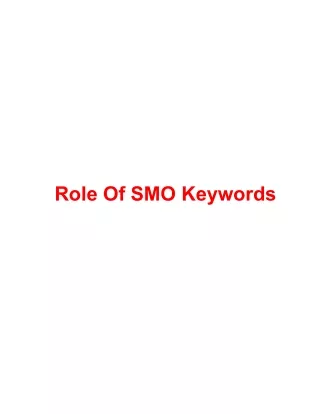 Role Of SMO Keywords