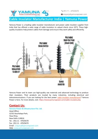 Cable Insulator Manufacturer