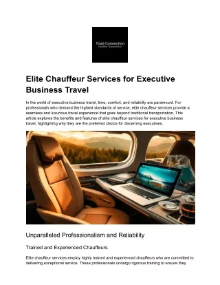 The Benefits of Elite Chauffeur Services for Executive Business Travel