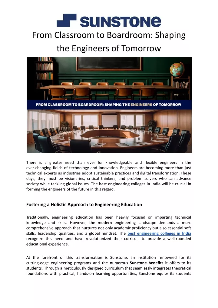 from classroom to boardroom shaping the engineers