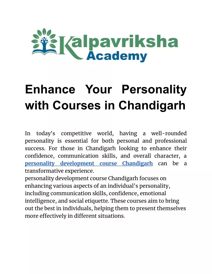 enhance your personality with courses