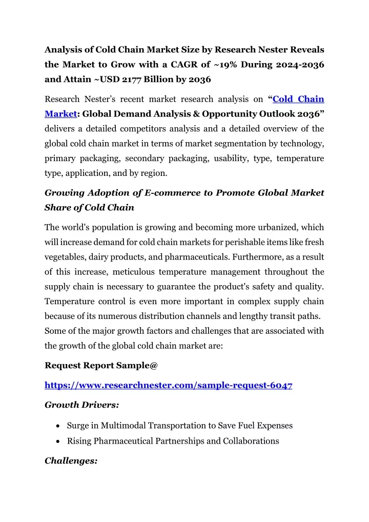 analysis of cold chain market size by research