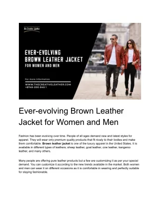 Ever-evolving Brown Leather Jacket for Women and Men