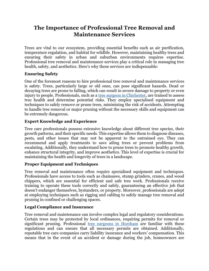 the importance of professional tree removal