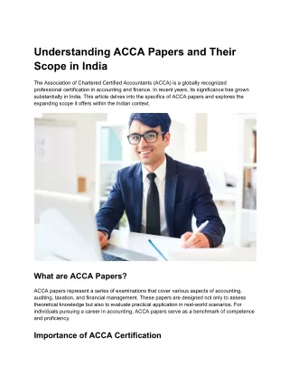 Understanding ACCA Papers and Their Scope in India