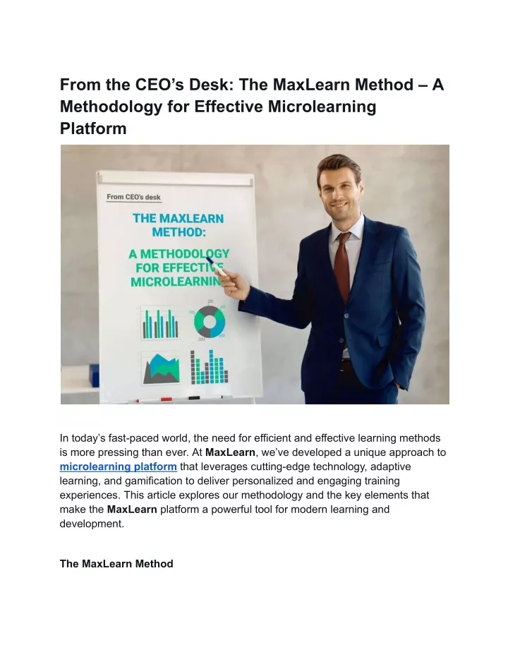 from the ceo s desk the maxlearn method