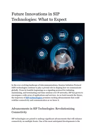 future innovations in sip technologies what
