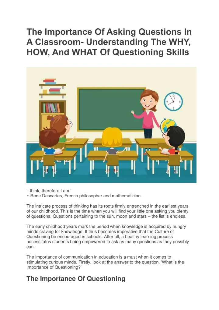 the importance of asking questions in a classroom