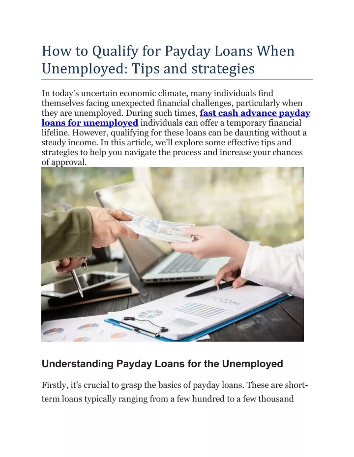 how to qualify for payday loans when unemployed