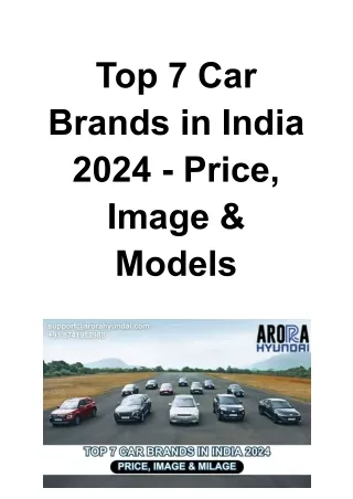 top 7 car brands in india 2024 price image models