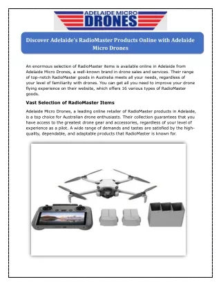 Discover Adelaide's RadioMaster Products Online with Adelaide Micro Drones