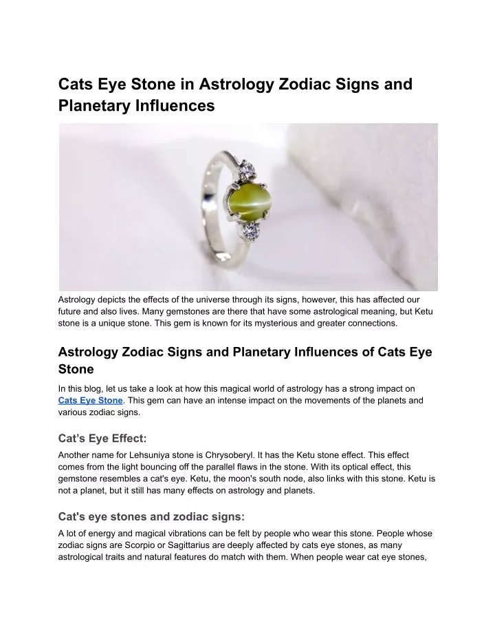 cats eye stone in astrology zodiac signs