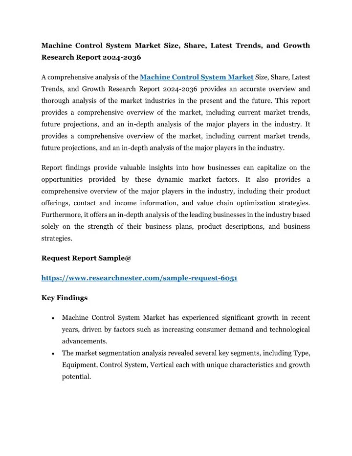 machine control system market size share latest