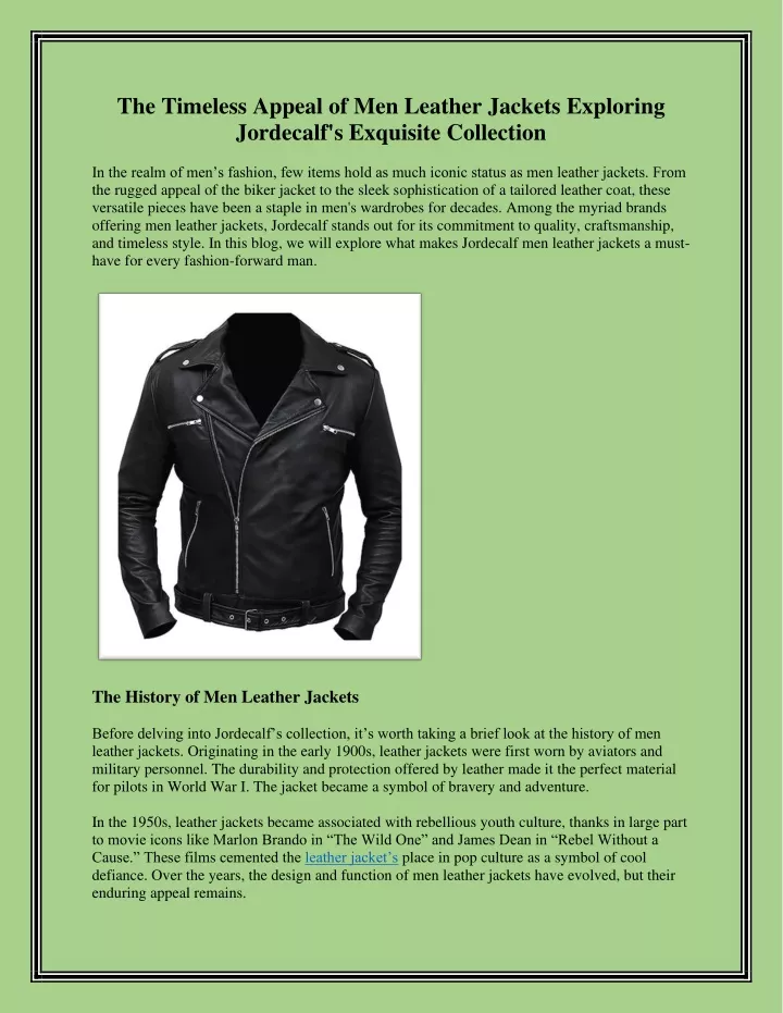 the timeless appeal of men leather jackets