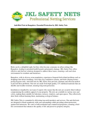 anti bird nets in Bangalore