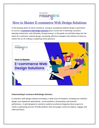 How to Master E-commerce Web Design Solutions