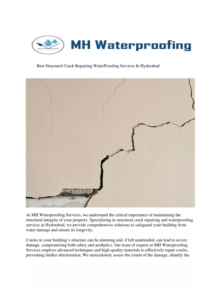 best structural crack repairing waterproofing