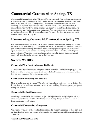 Commercial Construction Spring, TX..